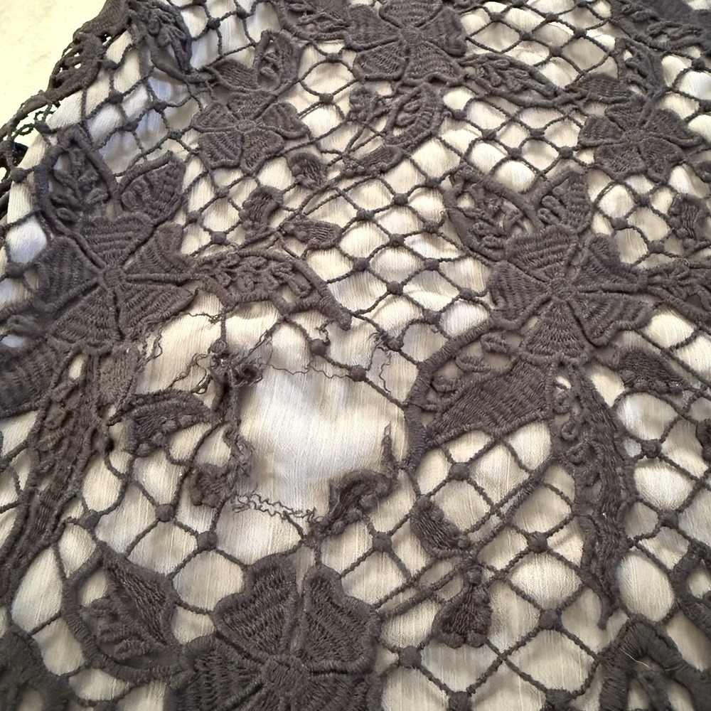 Free People Women's Snowdrop Lace Overlay Trapeze Dress Black & Gray Sz M - Picture 14 of 16